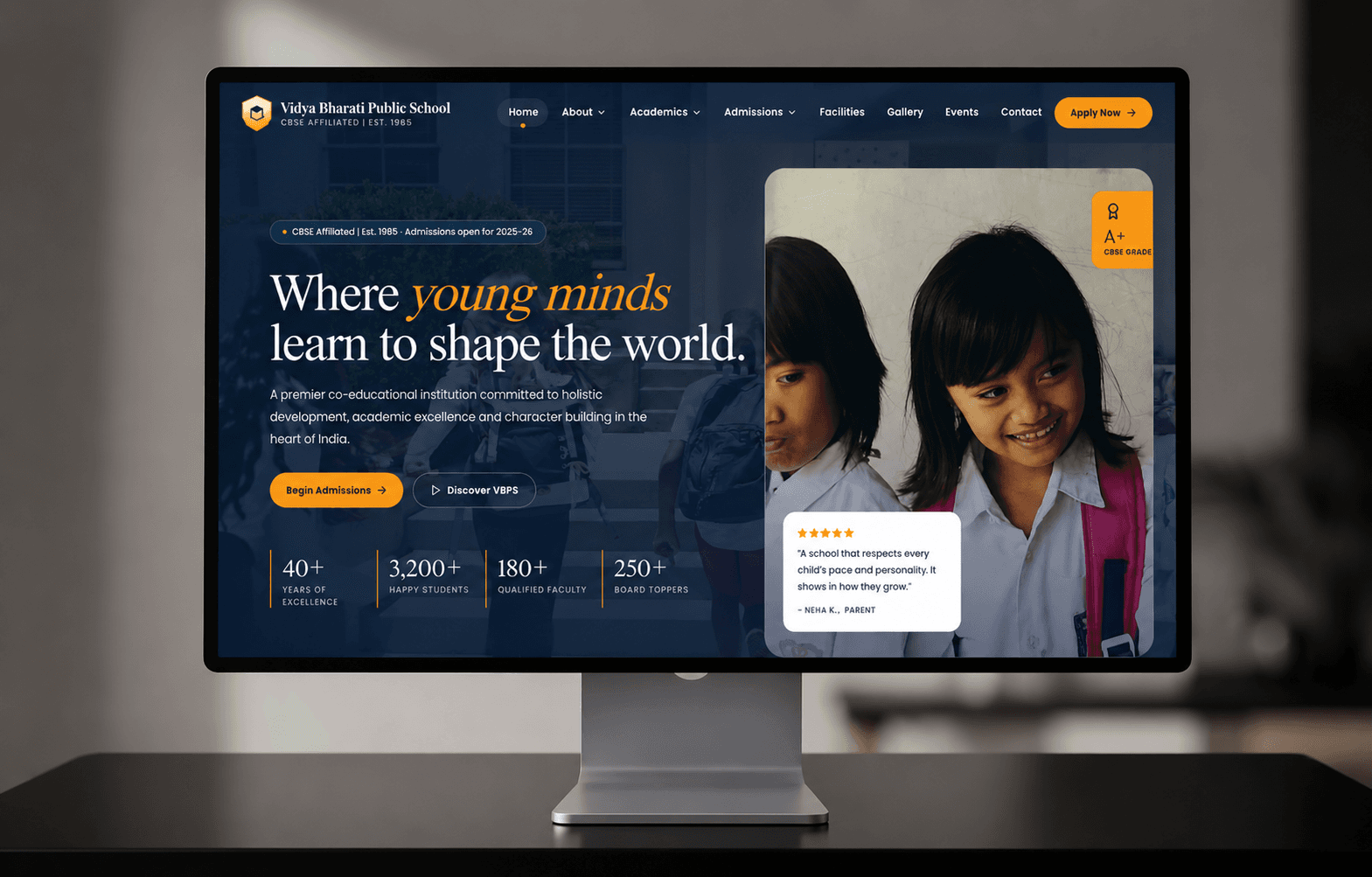 Modern School Website for Vidya Bharati Public School